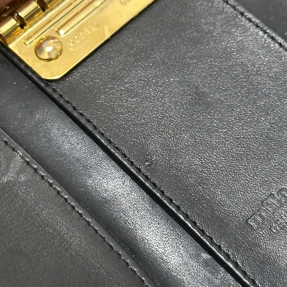 Mila Schon Black Leather Key Holder Case Wallet